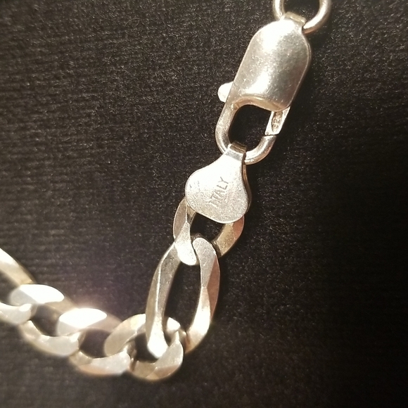🔎 Sterling Silver 50g Stamped Italian Chain Link Bracelet & Necklac Stamped! - Picture 4 of 8